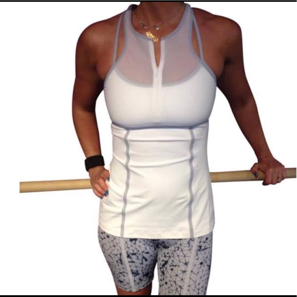 LuluLemon white mesh neck tank with zipper